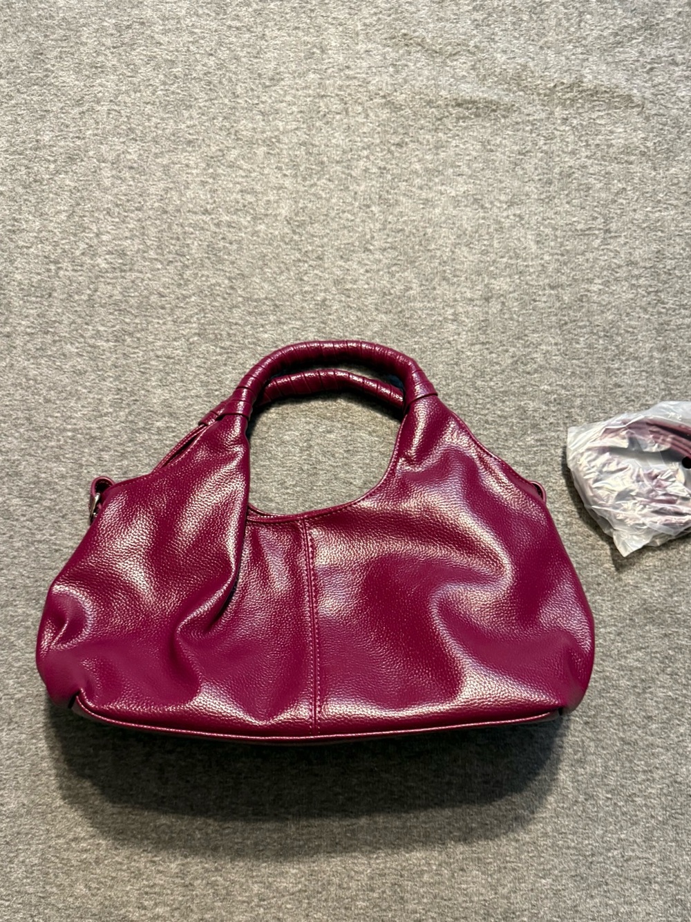 Burgundy Faux Leather Mini Shoulder Bag | Top Handle | NWT